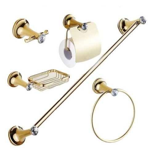 Kit Acessórios Para Banheiro Cromado Gold Empire 5 peças