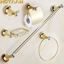 Ver imagem 2 de Kit Banheiro 5 Peças Dourado/cromado Conjunto Acessórios