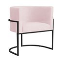 Ver imagem 1 de Poltrona Luana Suede Rosa Bebê Base Preto Sala Luxo - Fm