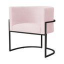 Ver imagem 2 de Poltrona Luana Suede Rosa Bebê Base Preto Sala Luxo - Fm