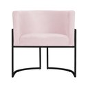 Ver imagem 3 de Poltrona Luana Suede Rosa Bebê Base Preto Sala Luxo - Fm