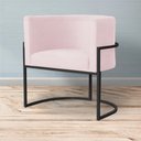 Ver imagem 6 de Poltrona Luana Suede Rosa Bebê Base Preto Sala Luxo - Fm