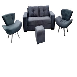 Conjunto Capri Sofá 3 Lugares com 2 Poltronas e Puff Finezzi