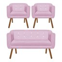 Ver imagem 1 de Kit 01 Namoradeira e 02 Poltronas Julia Rosa com Strass