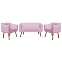 Ver imagem 4 de Kit 01 Namoradeira e 02 Poltronas Julia Rosa com Strass