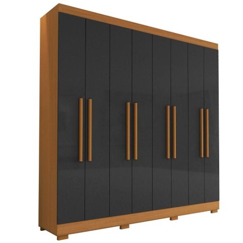 Guarda Roupa Casal Dubai 8 Portas 240 Cm Cinamomo Grafite Armoveis
