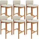 Ver imagem 1 de Kit 6 Banqueta Alta para Cozinha Sala de Jantar Bar Dara Linho Champagne - Lyam Decor
