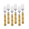 Conjunto 6 Garfos para Mesa de Aço Inox com Cabo Plastico Bambu Natural 20cm - 1