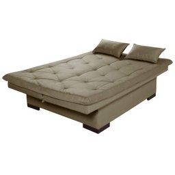 Sofá Cama Bau Reclinável 3 Posições + 2 Banquetas em Suede:Chocolate - 3