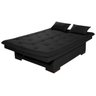 Sofá Cama Bau Reclinável 3 Posições + 2 Banquetas em Suede:Preto - 3