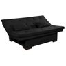 Sofá Cama Bau Reclinável 3 Posições + 2 Banquetas em Suede:Preto - 5