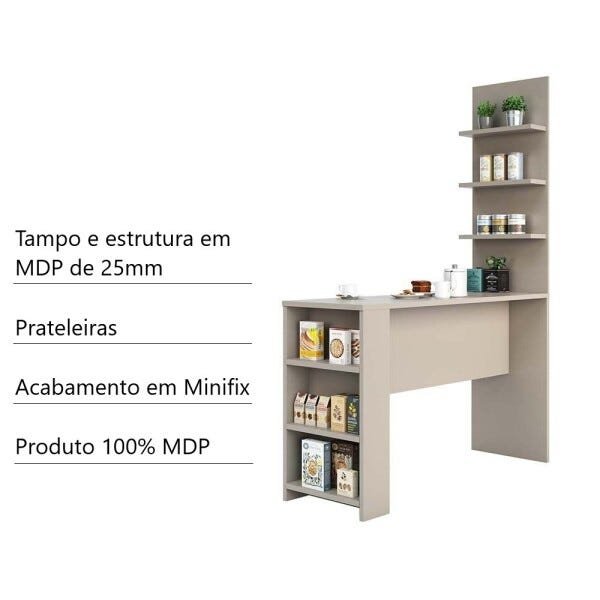 Bancada Mesa Gourmet Cozinha Conect 1,50M com Painel - Linha Suprema Luciane - 6