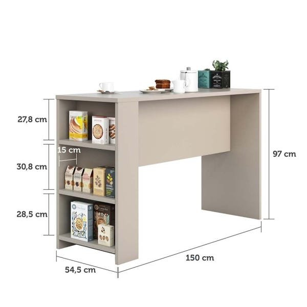 Bancada Mesa Gourmet Cozinha Conect 1,50M com Painel - Linha Suprema Luciane - 3