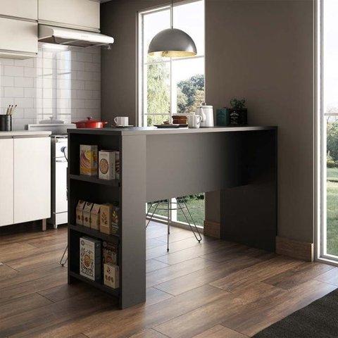 Bancada Mesa Gourmet Cozinha Preta 1,50M - Linha Suprema Luciane