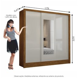 Guarda Roupa Casal Fortaleza 3 Portas Com Espelho Carioca Móveis - 7