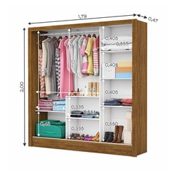 Guarda Roupa Casal Fortaleza 3 Portas Com Espelho Carioca Móveis - 8