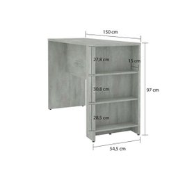 Bancada Mesa Gourmet Cozinha Concreto 1,50M - Linha Suprema Luciane - 4