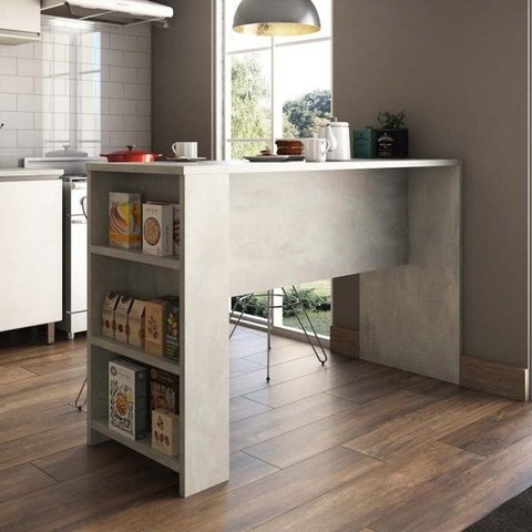 Bancada Mesa Gourmet Cozinha Concreto 1,50M - Linha Suprema Luciane