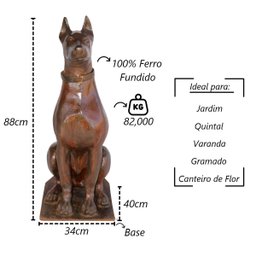 Escultura Cachorro Doberman Ferro Decoração Envelhecido 90cm Rig Fundidos Ece39rigb - 3