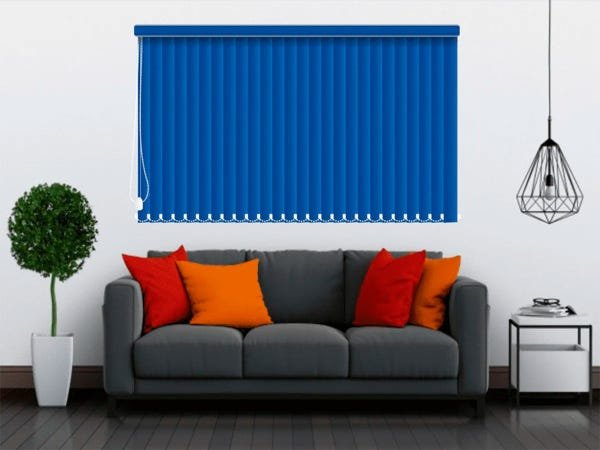 Persiana Vertical Azul Real de Tecido Blackout 1,50m larg x 1,50m alt - coleção Nuance - com Bandô - 2