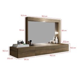 Camarim Suspenso com Espelho e 2 Gavetas Inspiração Mimo Albatroz Móveis - 4