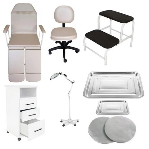 Kit Maca Podologia Mocho Escada Exaustor Tripé Armario Brinde Fiscomed