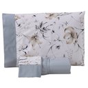 Ver imagem 1 de Jogo Cama Lençol Encanto King Estampado Percal 180 Fios C/ Ponto Palito 3 Peças - Floral - Cinza
