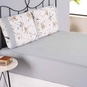 Ver imagem 3 de Jogo Cama Lençol Encanto King Estampado Percal 180 Fios C/ Ponto Palito 3 Peças - Floral - Cinza