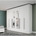 Ver imagem 2 de Quarto de Casal Completo com Cama e Guarda-Roupa com Espelho Espresso Móveis Branco