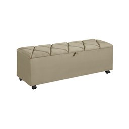 Baú Recamier Bege Com Rodízios 85cm - 1