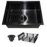 CUBA INOX 304 COZINHA QUADRADA COM ESCORREDOR PRETO KIT COMPLETO - 1