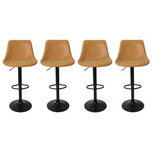Kit 4 Banquetas Alta Estofada para Bar Balcão Cozinha Americana Giratória Regulável Roma