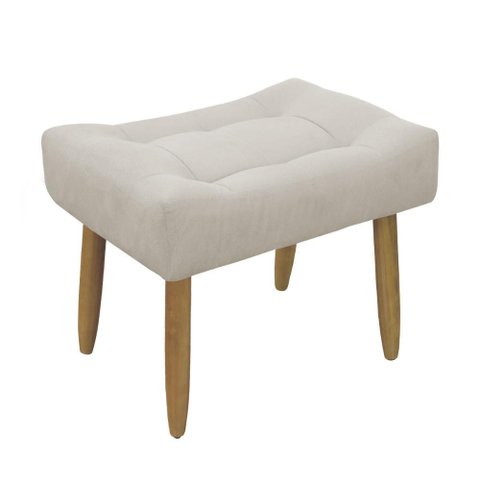 Puff Banqueta Decorativo Pés Madeira Cor:bege