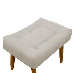 Puff Banqueta Decorativo Pés Madeira Cor:bege - 4