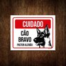 Kit 10 Placas Cuidado Cão Cachorro Bravo Pastor Alemão - 1