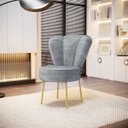 Ver imagem 1 de Cadeira Estofada para Sala de Jantar Pés de Ferro Ergonômica Resistente Tecido Veludo