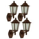Ver imagem 1 de Kit 4 Arandelas de Parede Marrom 24x37cm Colonial E27 Lente Fosca Área Externa Interna Dital