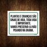 Kit 10 Placas Plantas e Crianças Não Pise na Grama - 1