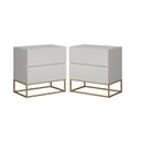 Ver imagem 2 de Kit 2 Mesas de Cabeceira Eros 45cm Mdf com 2 Gavetas Estilo Industrial Pés de Metal Dourado