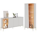 Ver imagem 1 de Cristaleira e Aparador Buffet Sena com Led Sena Off White Matte Freijó - Colibri