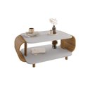 Ver imagem 2 de Mesa de Centro Floripa Sala Moderna Orgânica Pés em Madeira - Off/ Cinamomo