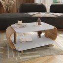 Ver imagem 1 de Mesa de Centro Floripa Sala Moderna Orgânica Pés em Madeira - Off/ Cinamomo