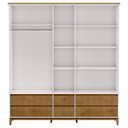 Ver imagem 3 de Guarda Roupa Finestra Bipartido Prata 5 Portas 6 Gavetas Off White/freijo