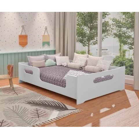 Cama Casal Infantil Montessori Encanto 193x143x45 com Grade Proteção Educativa e Segura