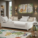 Ver imagem 1 de Cama Casal Infantil Montessori Encanto 193x143x45 com Grade Proteção Educativa e Segura
