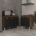 Ver imagem 3 de Balcão para Cooktop 5 Bocas Fran e Armário Bruna 118 Cm Cozinha Gabinete Savana Preto com Tampo Tamp