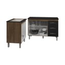 Ver imagem 4 de Balcão para Cooktop 5 Bocas Fran e Armário Bruna 118 Cm Cozinha Gabinete Savana Preto com Tampo Tamp