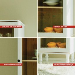 Cristaleira Estante Para Livros Ditália 1 Porta Vidro E-963 Cor:Branco - 11