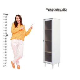 Cristaleira Estante Para Livros Ditália 1 Porta Vidro E-963 Cor:Branco - 8