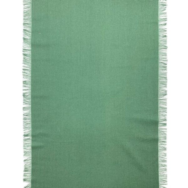 Trilho de Mesa Linho Verde Folha Franja 160 x 50 cm